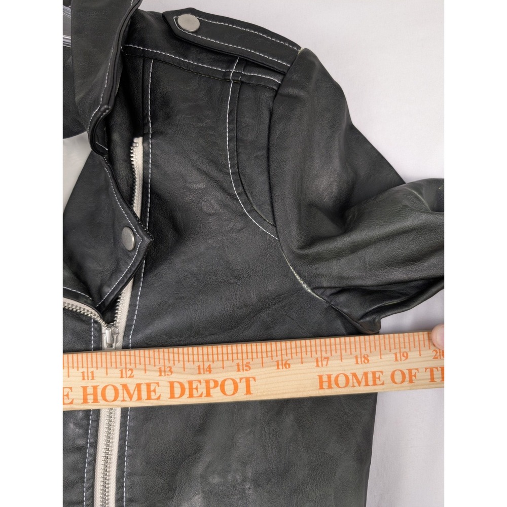 Mod X Faux Leather Gradient Moto Jacket Womens Small Green/Orange/White NWT - Picture 5 of 8